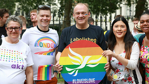 Ed Davey with fellow Lib Dems at Pride