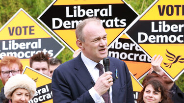 A photo of Liberal Democrat leader Ed Davey at a political rally